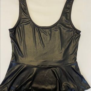 Bebe Peplum Faux leather top